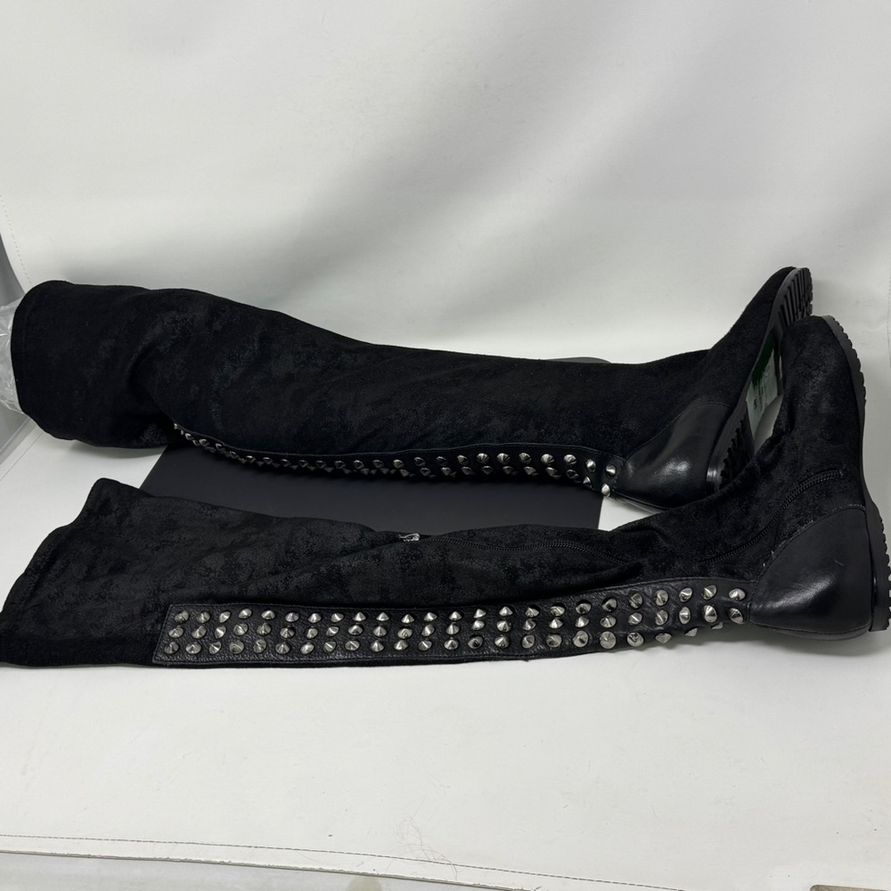 Lisa for Donald J Pliner FABIAN Black Thigh high Suede Distress Boots Size 8 M